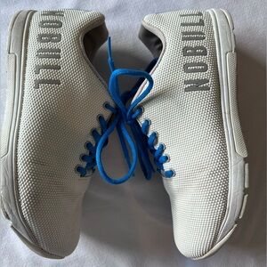 NOBULL White Athletic Shoes with Bright Blue Laces